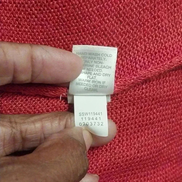 J Jill Red Long-Length Open-Front Cardigan Sweater w Pockets, Linen & Viscose - Picture 7 of 8